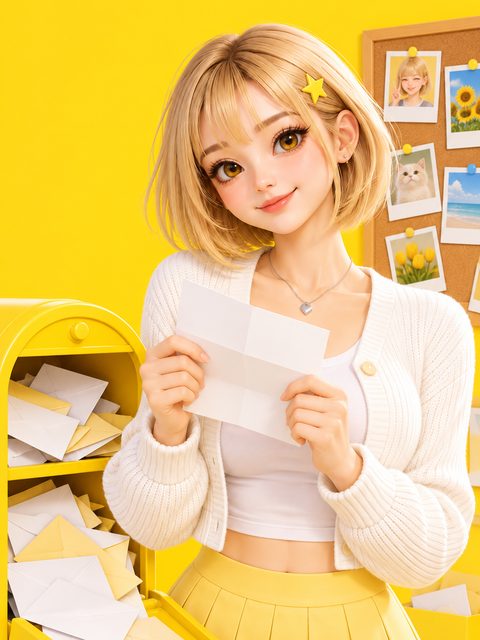 YAMY 坐在信箱旁读信